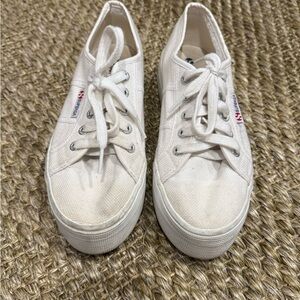 Superga White Lace-Up Sneakers